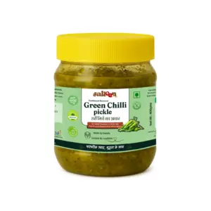 Spicy Banarasi green chilli pickle made in mustard oil by Salteen