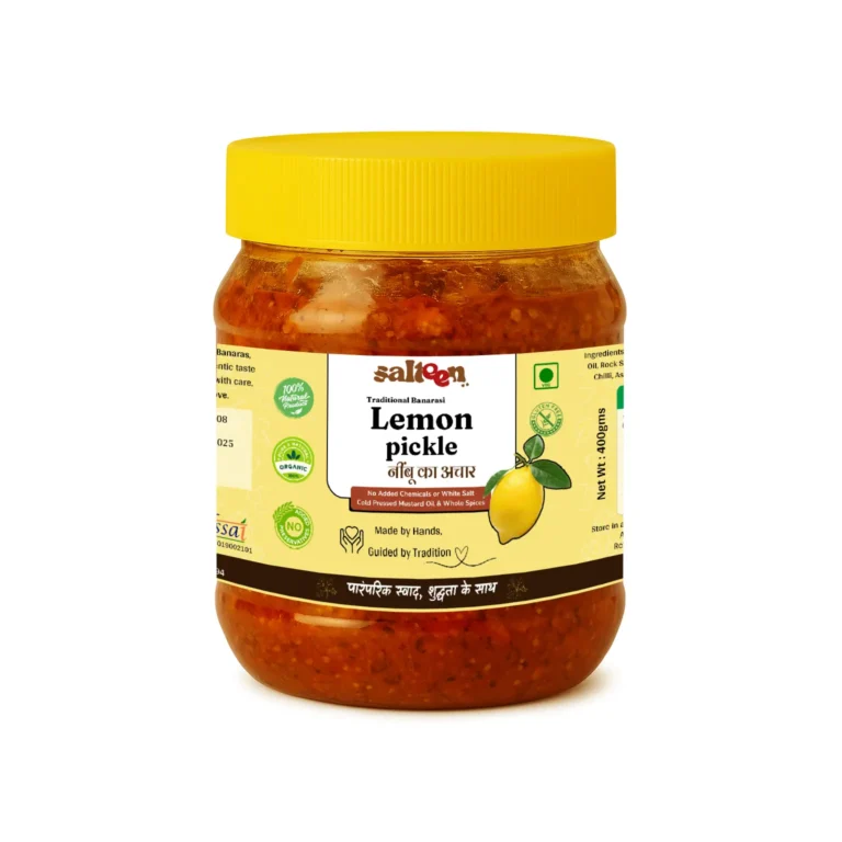 Traditional Banarasi dry black lemon pickle made from sun-dried kala nimbu and spices