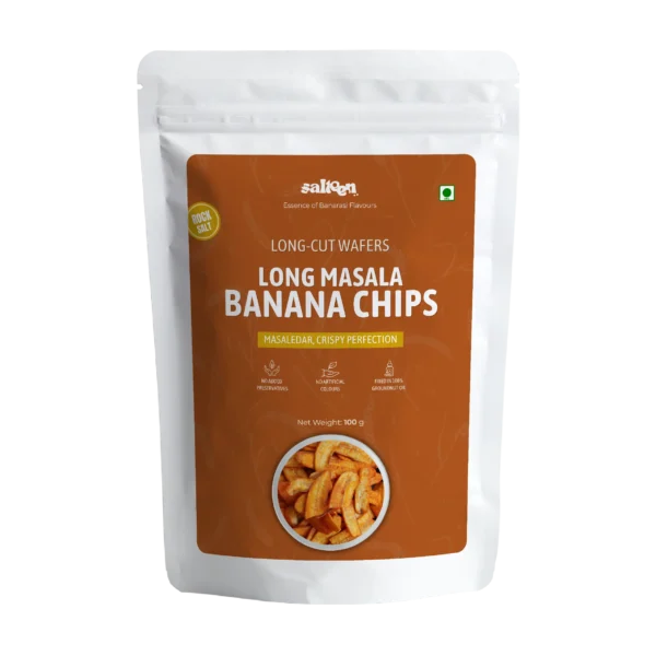 Masala banana chips made with Indian spices by Salteen Foods.
