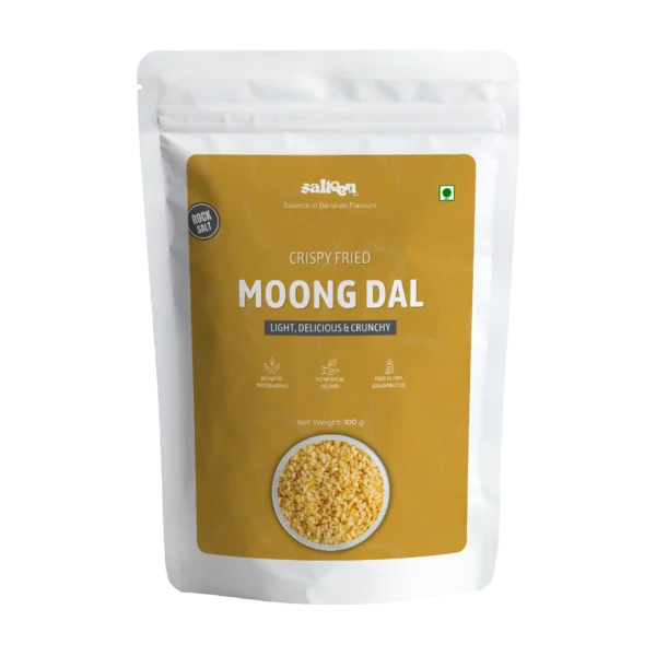 Crispy moong dal snack made from premium lentils by Salteen Foods.