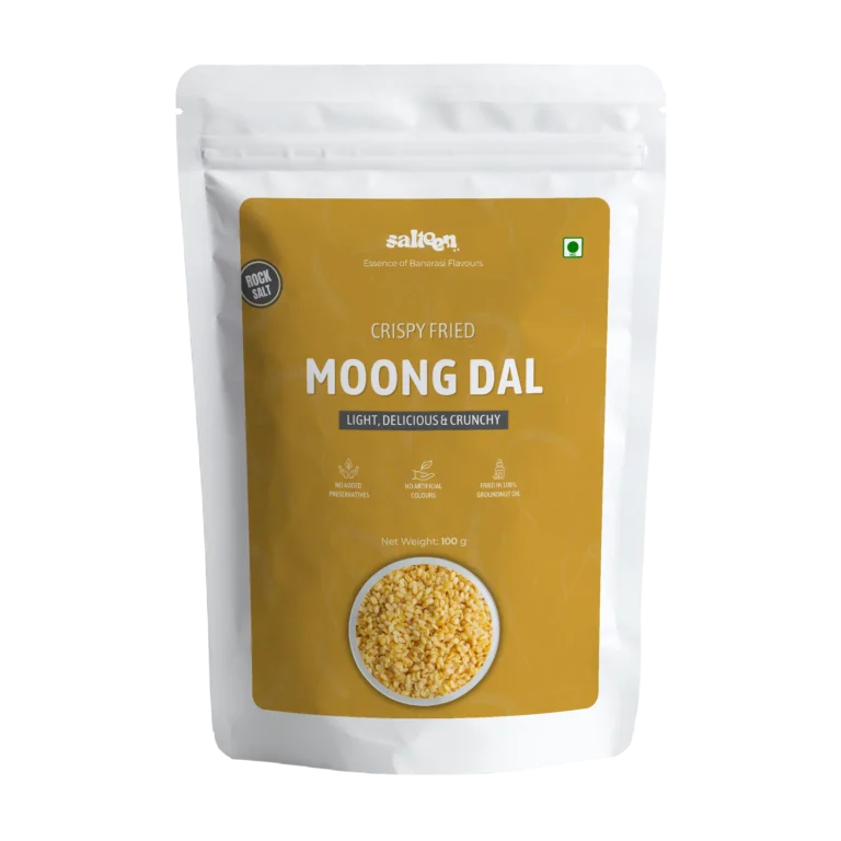 Crispy moong dal snack made from premium lentils by Salteen Foods.