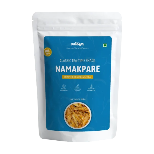 Traditional namakpare snack made with wheat flour and spices by Salteen Foods.