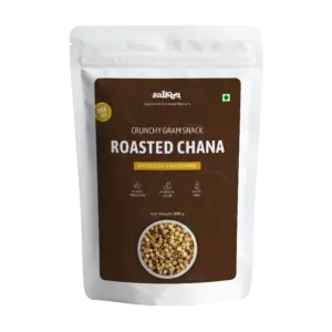 Protein-rich roasted chana made from premium chickpeas by Salteen Foods.