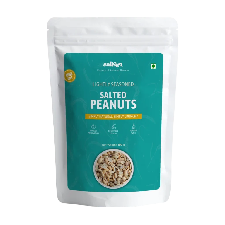 Salted peanuts by Salteen Foods made from premium quality groundnuts, lightly roasted and seasoned with rock salt.