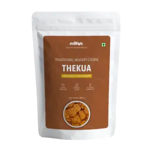 Traditional Thekua sweet snack made with wheat flour, jaggery, and desi ghee by Salteen Foods.