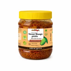 Traditional sweet mango pickle made with ripe mangoes and spices